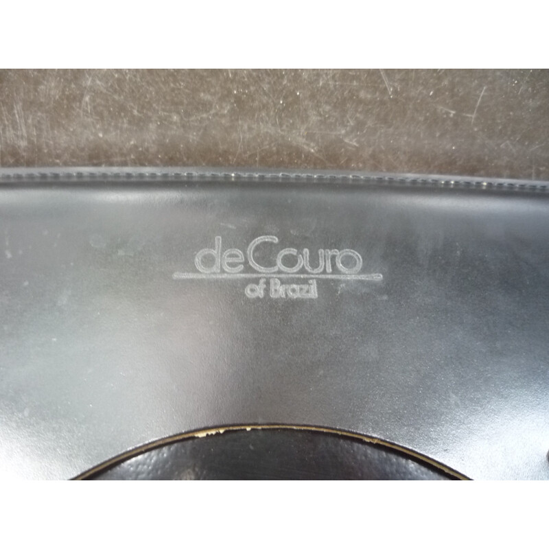 Set of 4 vintage black leather chairs by De Couro, 1980