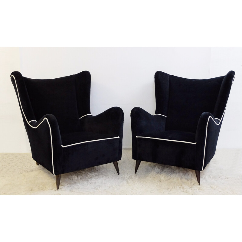 Paire de fauteuils italien couleur noir  - 1950