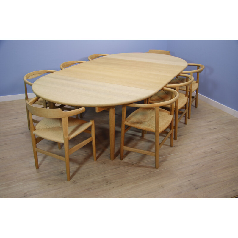 Danish mid-century dining set in soaped oak by Hans Wegner for Carl Hansen - 1960s