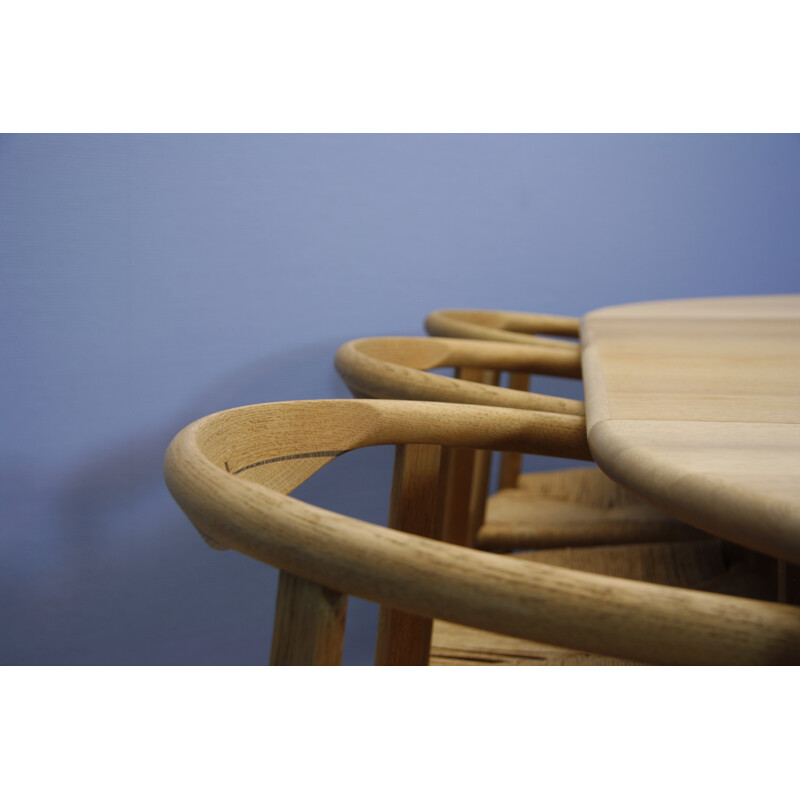 Danish mid-century dining set in soaped oak by Hans Wegner for Carl Hansen - 1960s