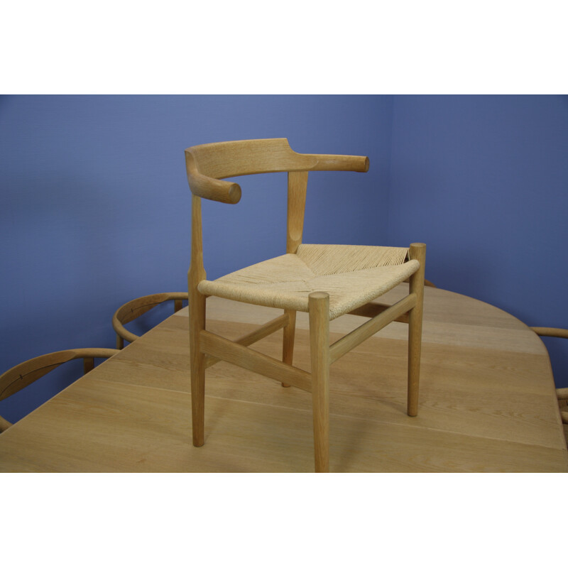 Danish mid-century dining set in soaped oak by Hans Wegner for Carl Hansen - 1960s