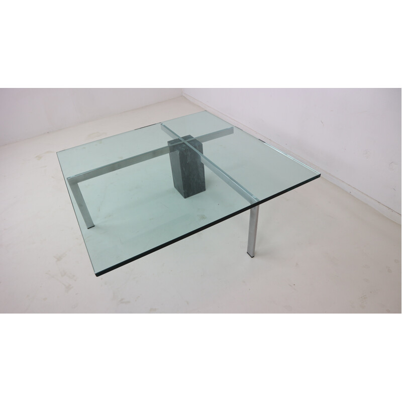 Modernist Italian Marble and Glass Coffee Table - 1970s