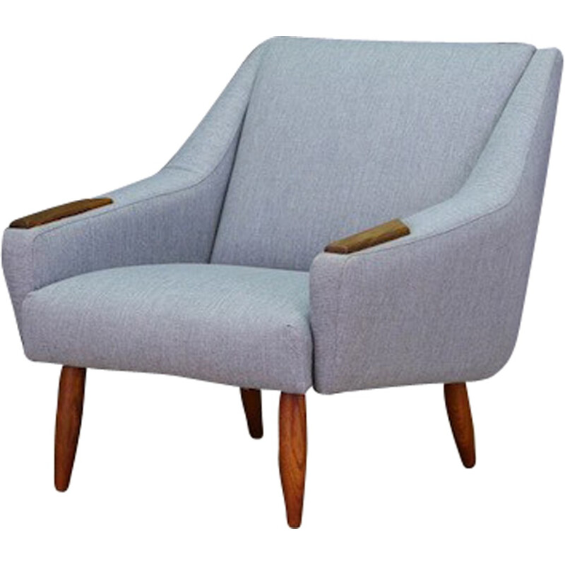 Vintage Danish armchair in teak and grey fabric - 1960s