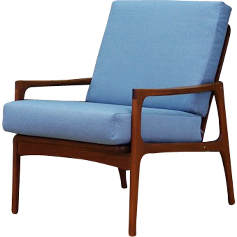 Vintage retro armchair in blue fabric - 1960s