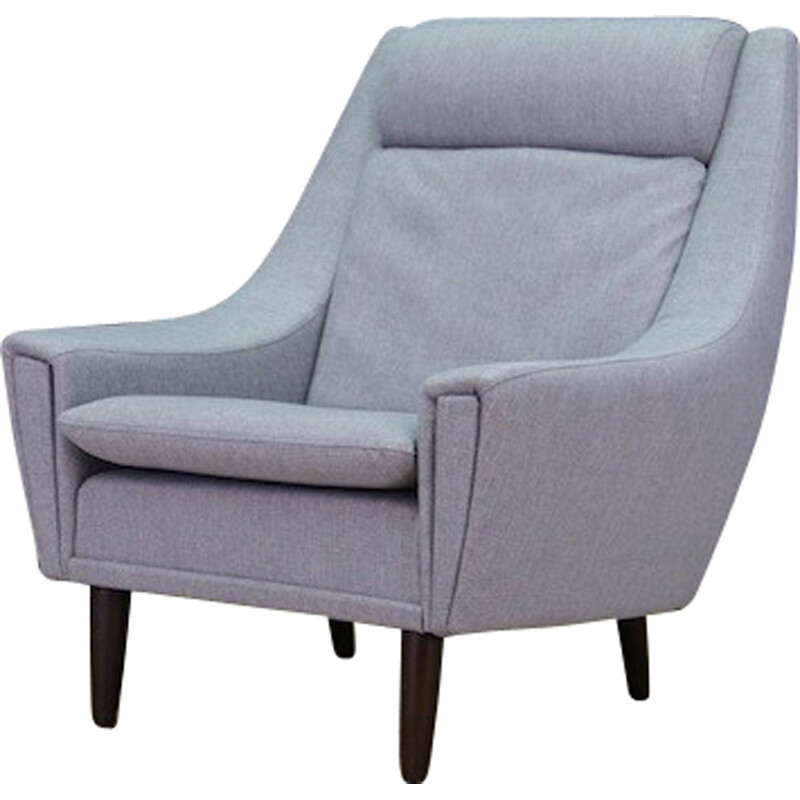 Vintage teak armchair in grey fabric - 1960s