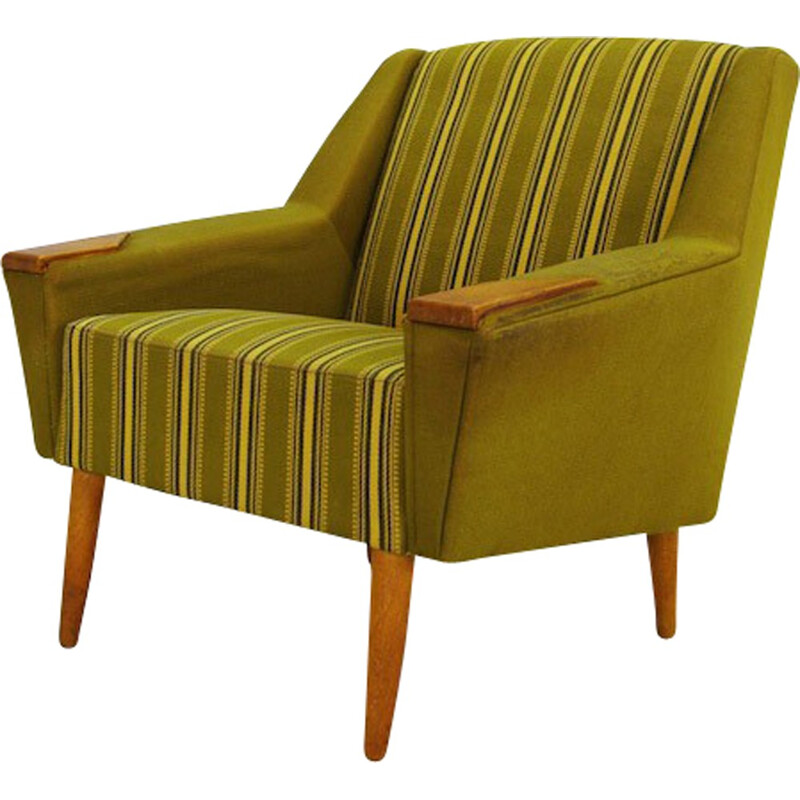 Vintage Scandinavian armchair in green fabric - 1970s