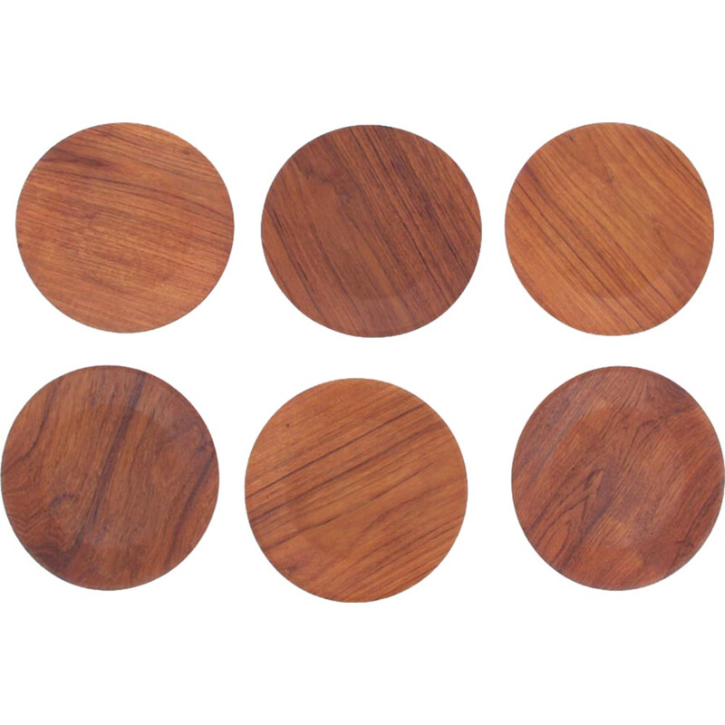 Set of 12 under plates in teak  - 1960s