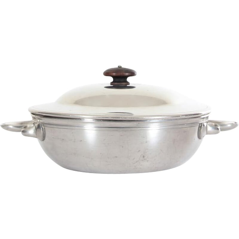 Vintage zilveren disko metalen pot met deksel van Just Andersen, 1930