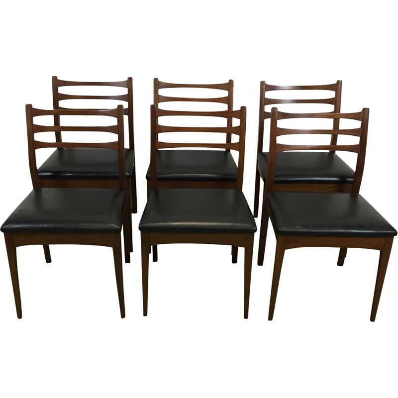 Suite de 6 chaises noires - 1970