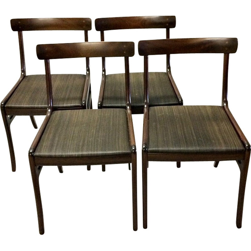 Set of 4 vintage mahogany chairs by Ole Wanscher for Poul Jeppesen, 1960