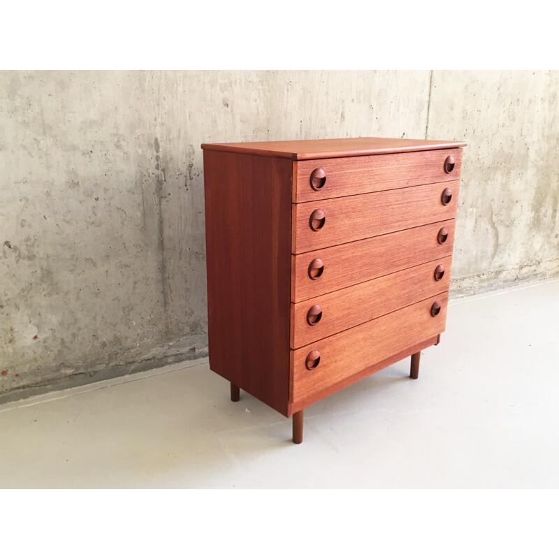 Mid- century British teak tall chest of drawers - 1970s