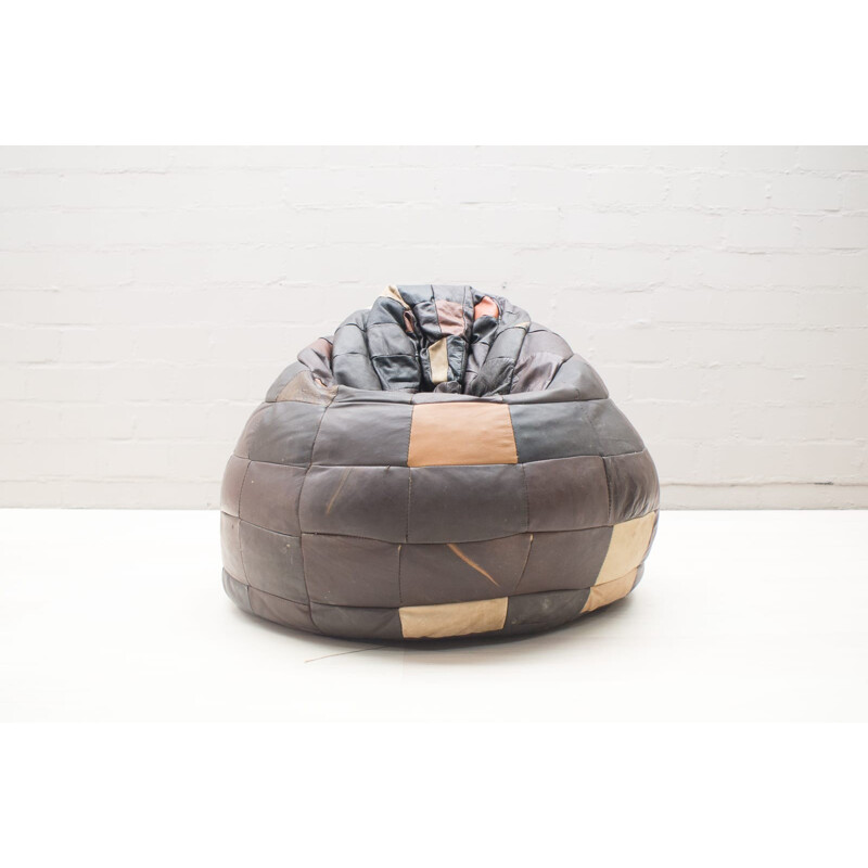 Leather Patchwork Beanbag leather De Sede - 1960s 