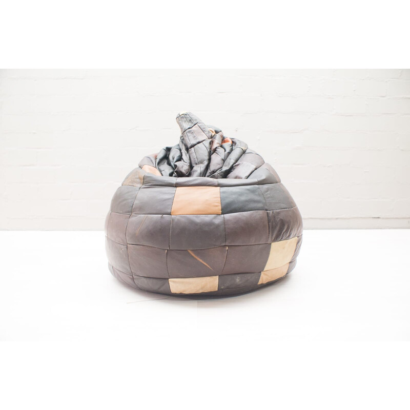 Leather Patchwork Beanbag leather De Sede - 1960s 