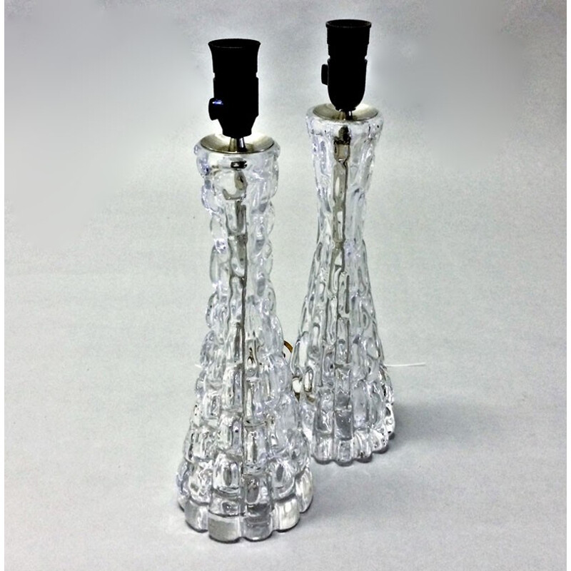 Ein Paar Vintage-Lampen aus Glas von Carl Fagerlund für Orrefors, 1960