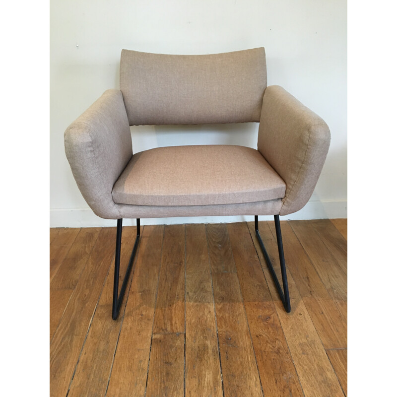 Pair of beige armchairs by Joseph André Motte model 763 - 1950s 