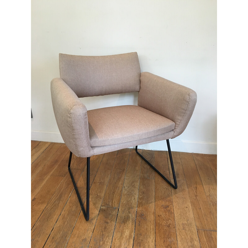 Pair of beige armchairs by Joseph André Motte model 763 - 1950s 