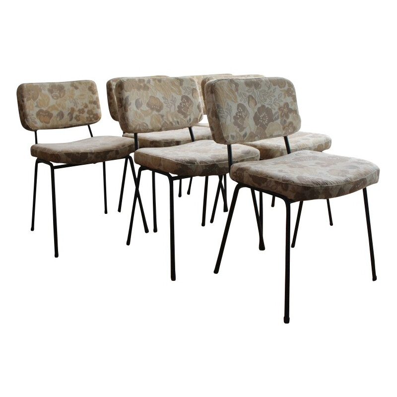 Set of 6 velvet chairs, André SIMARD - 1950s