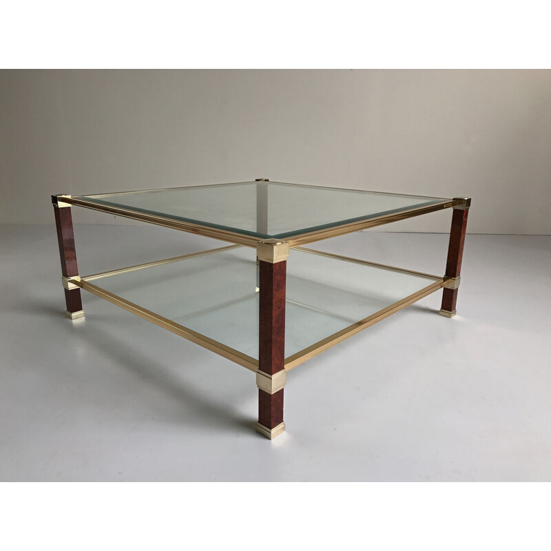 Table de salon carré à double-plateau par Pierre Vandel - 1980