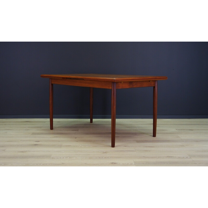 Table à repas Vintage scandinave en teck massif - 1960