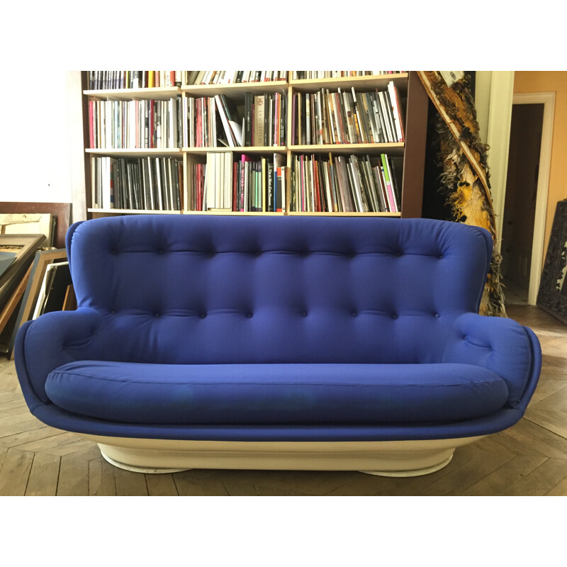 Vintage blue Sofa with fiberglass hull by Michel Cadestin for Airborne international - 1960s
