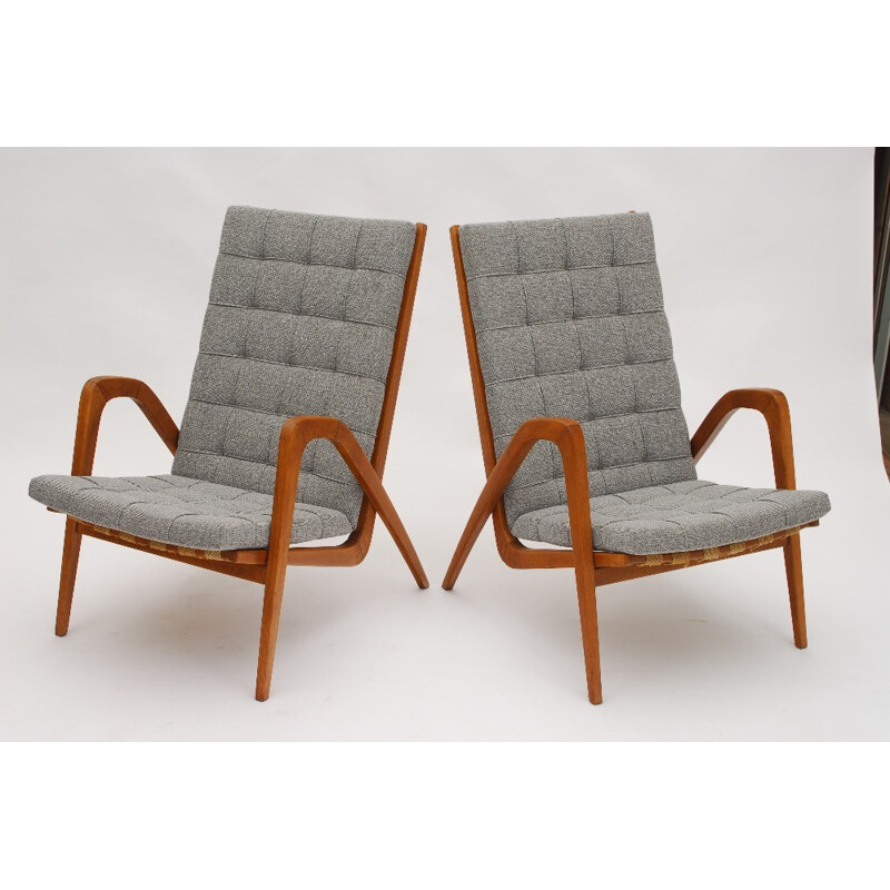 Fauteuil vintage en tissu gris de Vanek, 1950