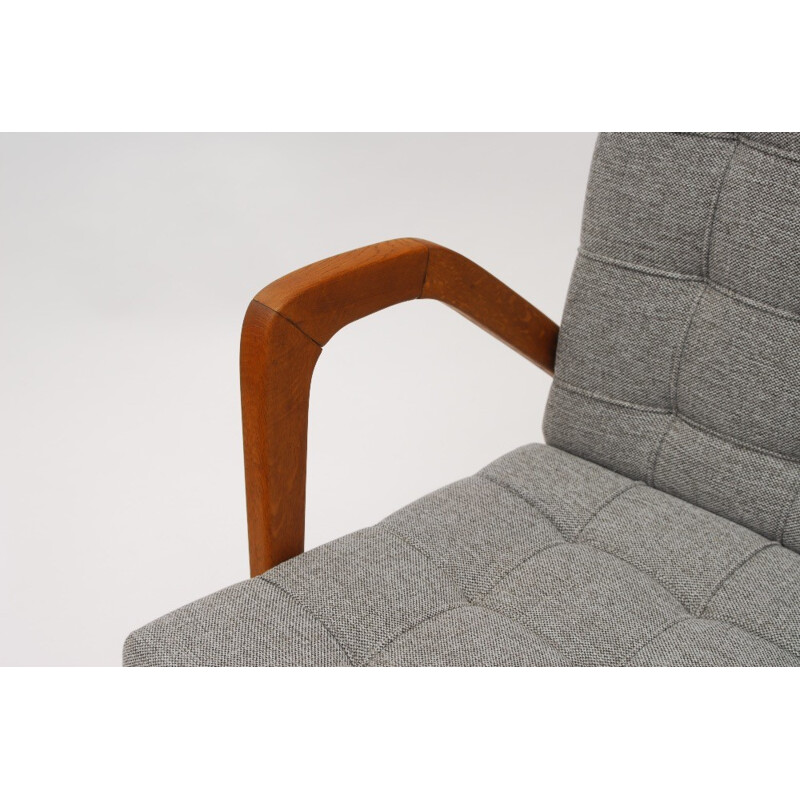 Vintage grey fabric armchair by Vanek, 1950