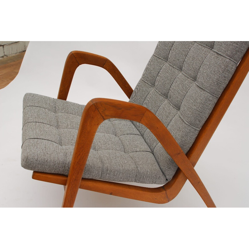 Vintage grijze stoffen fauteuil van Vanek, 1950