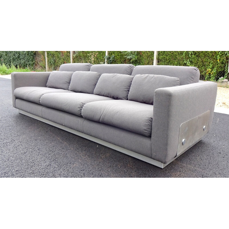 Vintage French Sofa reupholstered in grey fabric - 1970s