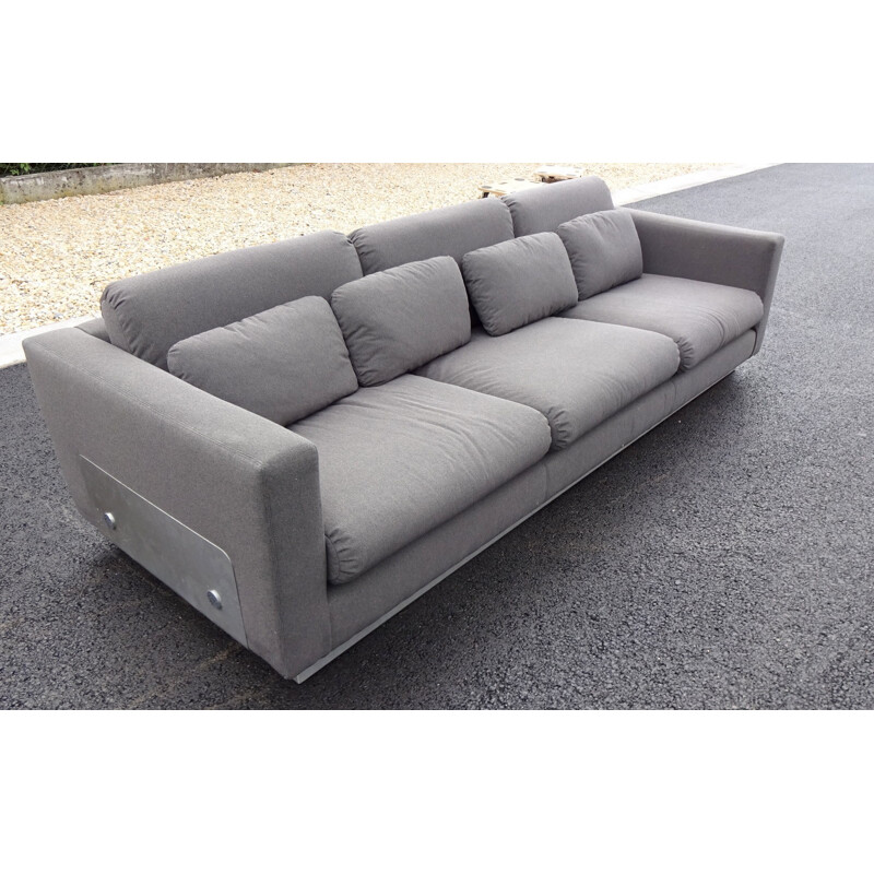 Vintage French Sofa reupholstered in grey fabric - 1970s