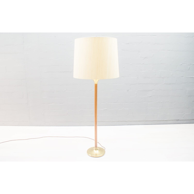 Skandinavische Vintage-Stehlampe aus Teakholz und Messing, 1960