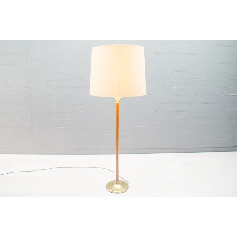 Scandinavian vintage teak and brass floor lamp, 1960