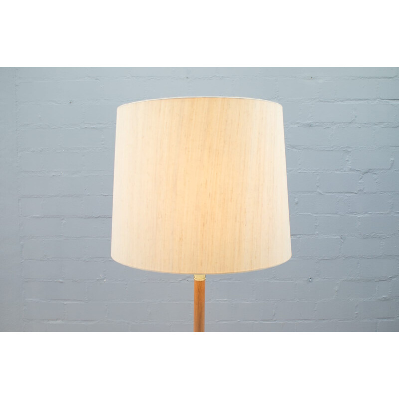 Lampada da terra scandinava in teak e ottone, 1960