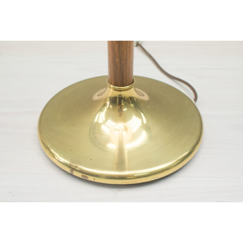 Large Scandinavian Teak & Brass Floor Lamp - 1960s