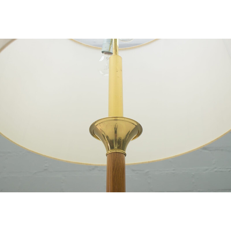 Lampadaire vintage scandinave en teck et en laiton, 1960