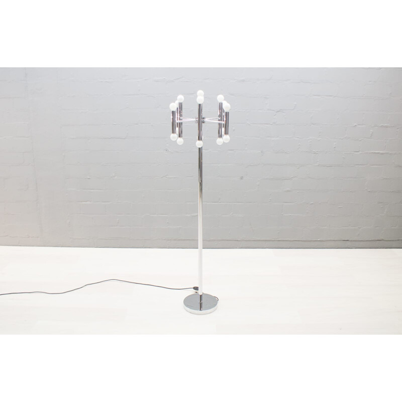 Space Age Chromed Floor Lamp with 16 Lights - 1970s