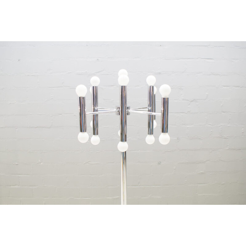 Space Age Chromed Floor Lamp with 16 Lights - 1970s