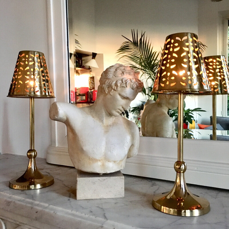 Pair of vintage lamps in brass - 1970s
