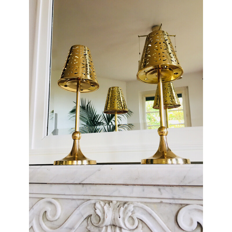 Pair of vintage lamps in brass - 1970s