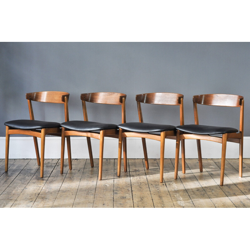 Set of 4 Teak and Beech Dining Chairs - 1960s