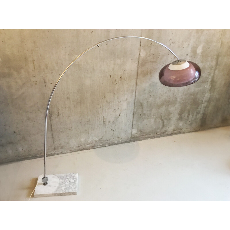 French Mid-Century Modern Arc Floorlamp with Marble Base - 1970s