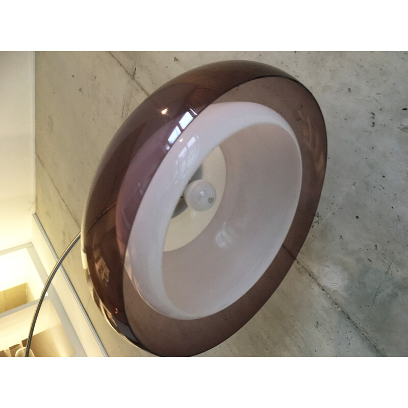 Lampadaire Arc en chrome avec socle en marbre - 1970