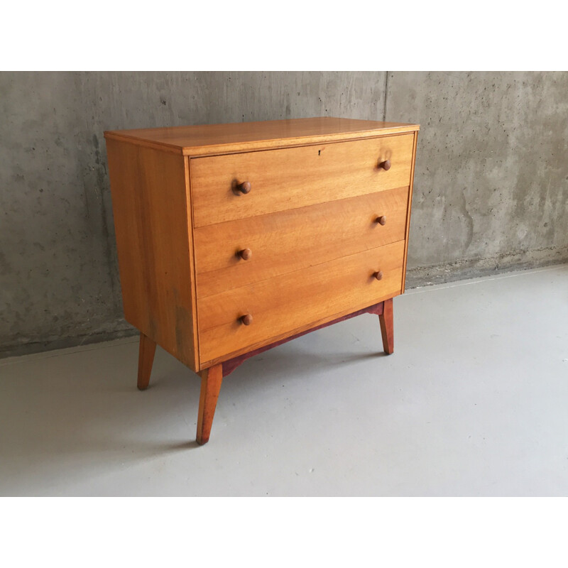 Mid-century English chest drawers with pull out desk - 1970s