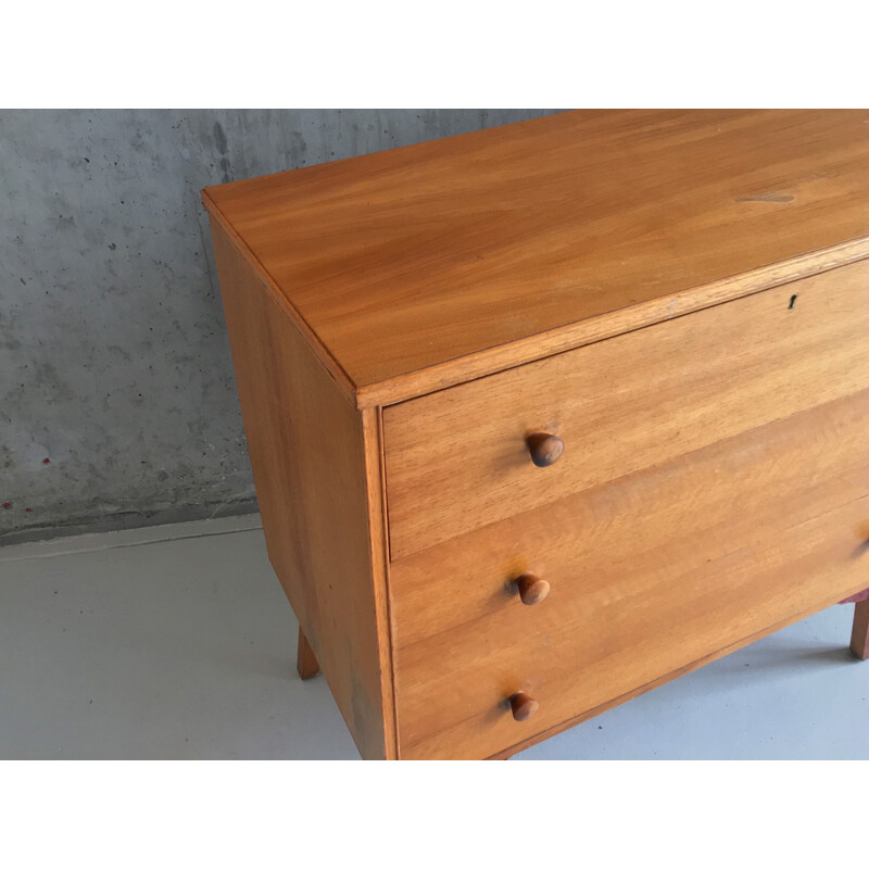 Mid-century English chest drawers with pull out desk - 1970s