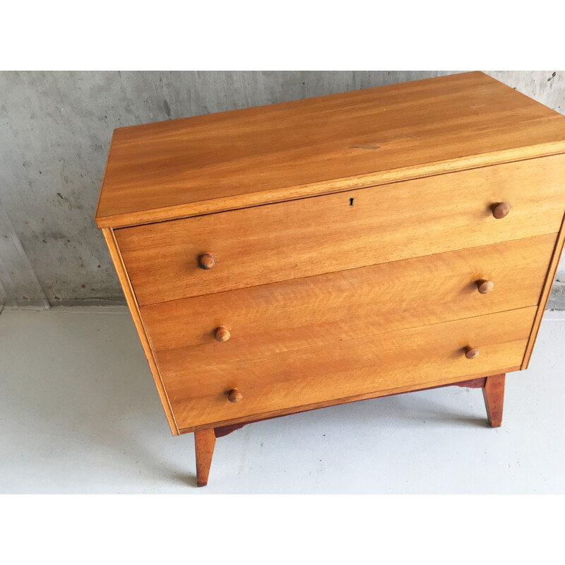 Mid-century English chest drawers with pull out desk - 1970s