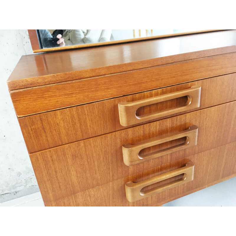 Mid-century vanity tabledesk with long mirror - 1970s