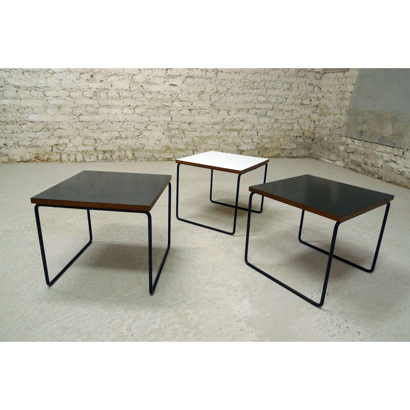 Set of 3 "volante" tables by Pierre Guariche for Steiner - 1950s