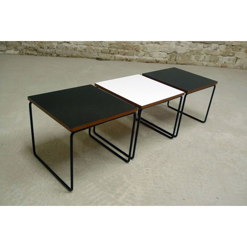 Set of 3 "volante" tables by Pierre Guariche for Steiner - 1950s