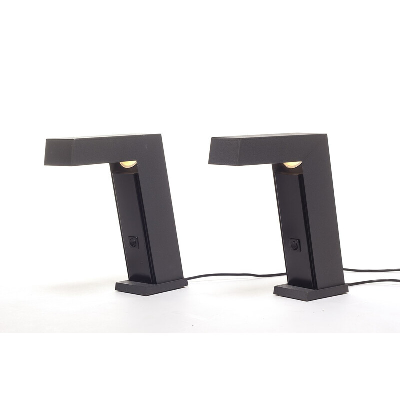 Pair of vintage minimalist table lamps - 1970s
