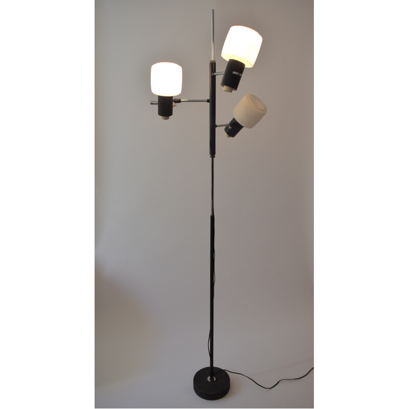 Lunel floor lamp made of black lacquered metal - 1950s