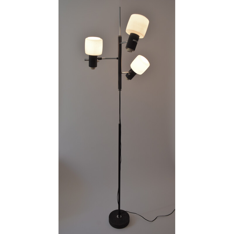 Lunel floor lamp made of black lacquered metal - 1950s